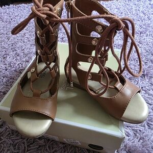 Michael Kors Brown Gladiator Sandals (Demi Carly-T-888)